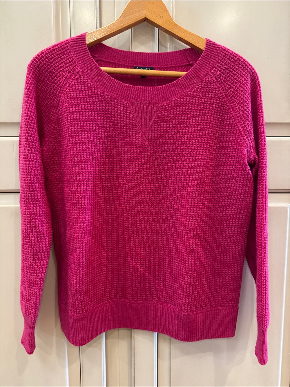 Splendid Fuchsia Waffle-Knit Crewneck Sweater